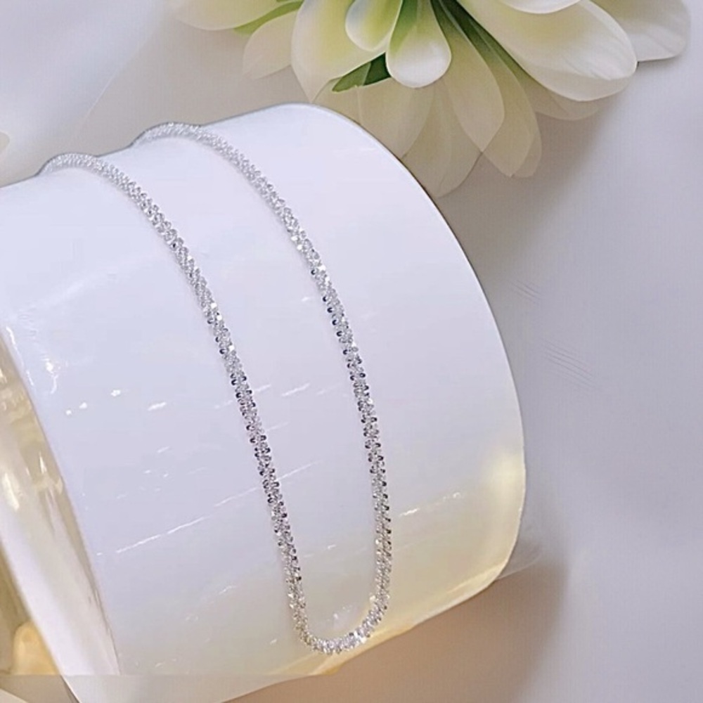 Anthropologie Silver Sparkling Clavicle sparkle chain choker necklace